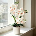 thumbnail image 4 of Maceta de orquídea artificial para decoración del hogar y la oficina, planta falsa realista de bajo mantenimiento y colocación versátil., 4 of 7