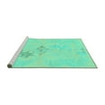 thumbnail image 2 of Ahgly Company Machine Washable Indoor Square Abstract Turquoise Blue Modern Area Rugs, 7' Square, 2 of 4