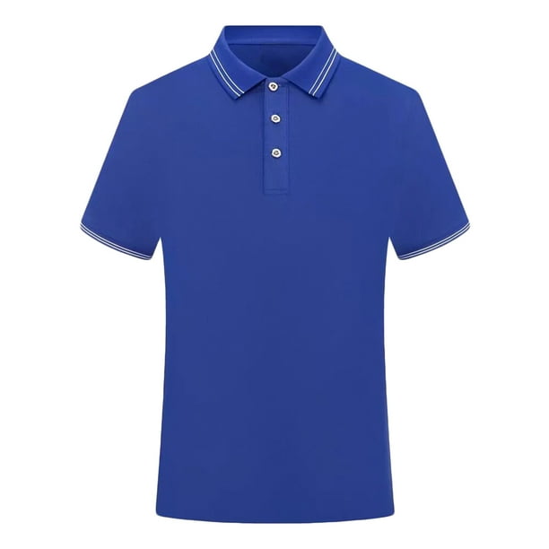 Camiseta de Manga Corta, Botón Casual Turndown Pullover T-Shirt Top de Color Sólido Hecho de Poliéster para Hombres de Verano de Uso Diario, Mangas de Mano para Hombres