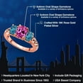 thumbnail image 2 of Gem Stone King 18K Rose Gold Plated Silver Pink Created Sapphire and London Blue Topaz Filigree Style 3 Stone Ring for Women (2.85 Cttw, Oval 8X6MM and 6X4MM) (Size 9), 2 of 6