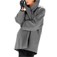 thumbnail image 5 of Women's Wool Blend Pea Coat Single Breasted Trench Coats Spring Fall Casual Lightweight Jackets Overcoat Gray 3XL, 5 of 9