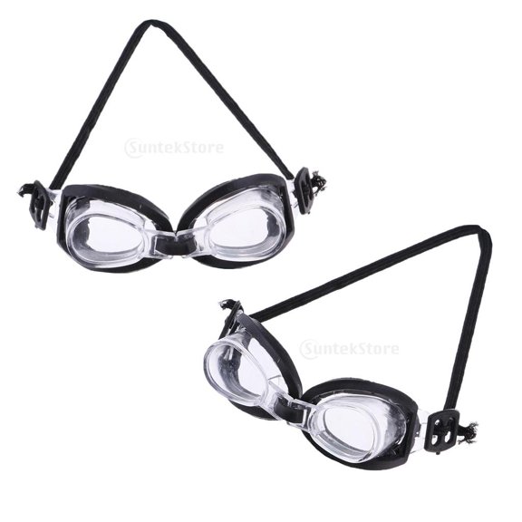 Accesorios para muñecas CUTICAT 2pcs Gafas de natación En Mini Gafas de Buceo con marco negro para 1/6 doll