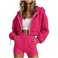 thumbnail image 2 of Trikvn Women's Cropped Zip Up Hoodie Long Sleeve Drop Shoulder Athletic Workout Jacket Casual Y2K Sweatshirt with Drawstring Fall Fashion Activewear Top, 2 of 7