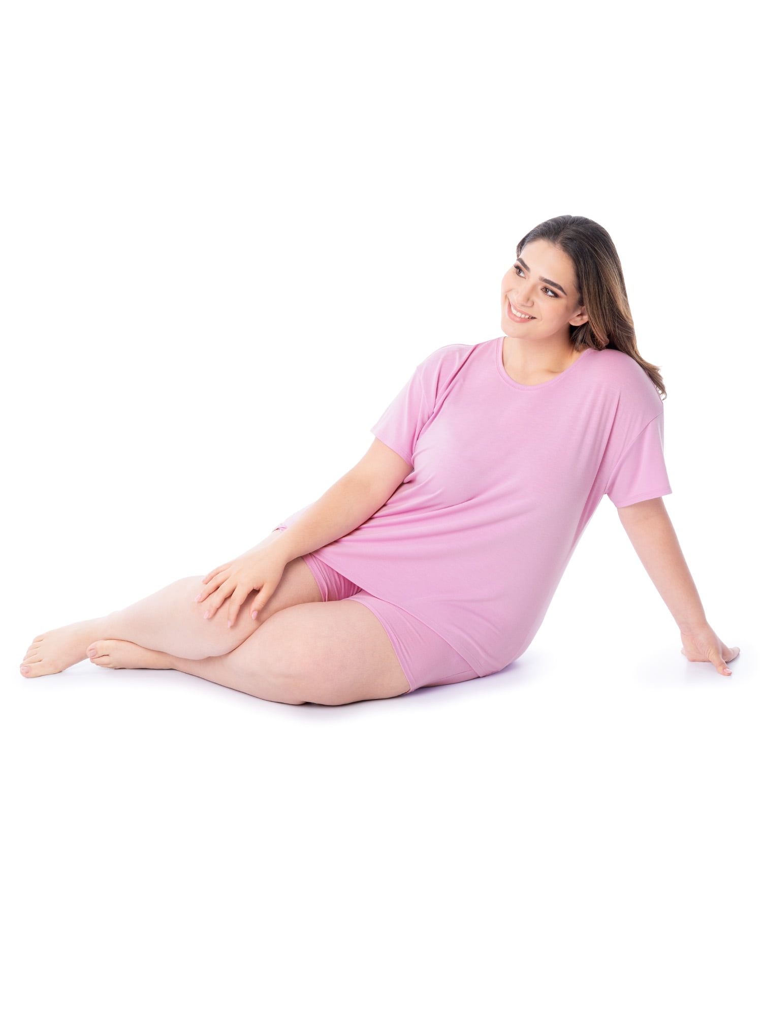 Fruit of the Loom Women's Soft and Breathable Short Sleeve Crew Top & Pajama Short Set, Sizes S-4X