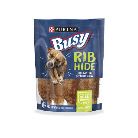 Purina Busy Small/Medium Breed Dog Rawhide Treat; Rib Hide - 6 ct.