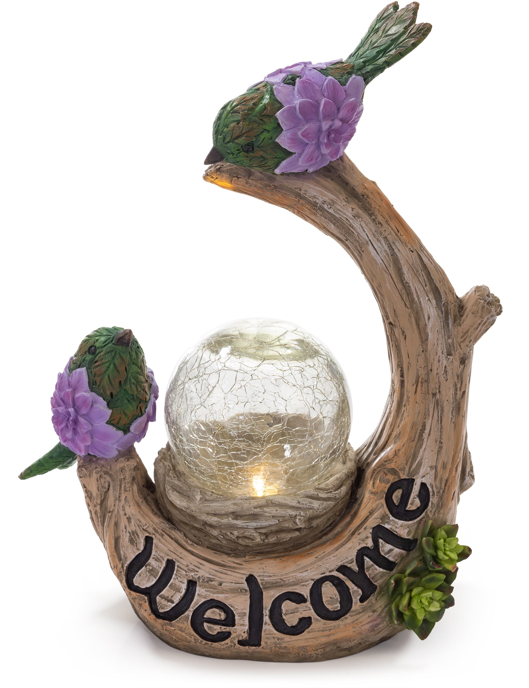 VP Home Birds Tree Trunk Solar Powered LED Outdoor Decor Garden