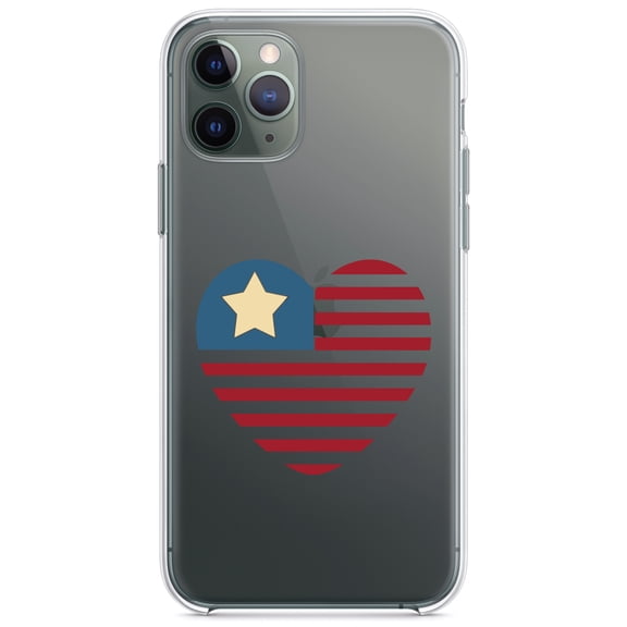 DistinctInk Clear Shockproof Hybrid Case for iPhone 12 / 12 PRO (6.1" Screen) - TPU Bumper Acrylic Back Tempered Glass Screen Protector - USA Heart Seal Single Start Flag