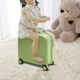 thumbnail image 3 of Aiqidi 18" Kids Ride-On Suitcase Portable Rolling Children's Travel Carry Trolley Luggage Case with Universal Wheels and Password Lock for Aged 3-6 Years (Olive Green), 3 of 16