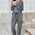 thumbnail image 3 of Joyshaper Womens Cotton Pajama Set Long Sleeve Tops Jogger Pants with Pockets Loungewear Sets(Gray Stars-S), 3 of 7