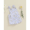 thumbnail image 3 of Suealasg Toddler Baby Girl Clothes Summer Short Overalls Flower Plaid Print Romper Jumpsuit Shorts Little Girls Cute Outfit, 3 of 7