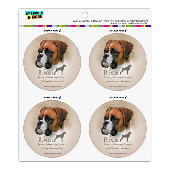 Boxer Dog Breed Refrigerator Fridge Locker Vinyl Circle Magnet Set