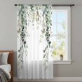 thumbnail image 4 of Eucalyptus Leaves Sheer Curtains 45 Inches Long, Spring Sage Green Summer Botanical Light Filering Curtains, Breathable Simi Curtain Privacy Drapes for Kitchen Bathroom Small Window Treatment, 4 of 9