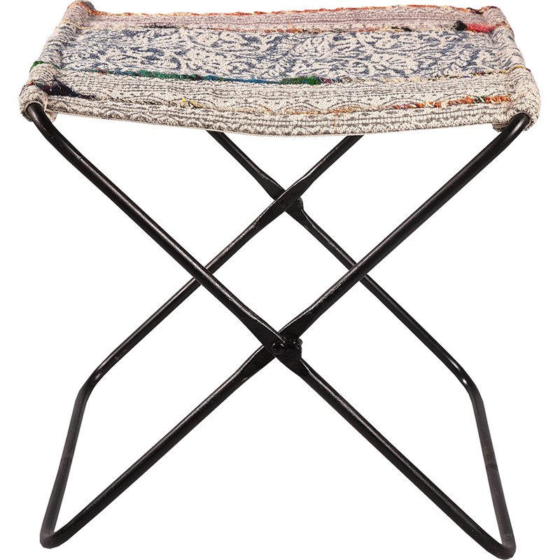 Renwil Serika Folding Foot Stool in Black and Ivory