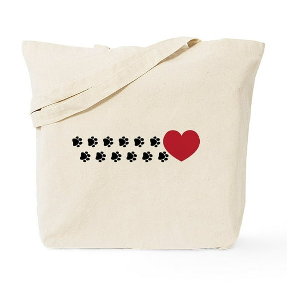 CafePress - Pawprint Hearts Tote Bag - Unisex Canvas Tote Bag, Beige, 1-Piece