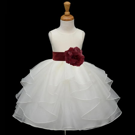 

Ekidsbridal Shimmering Organza Ivory Flower Girl Dress Weddings Layers Handmade Summer Easter Dress Special Occasions Pageant Toddler Girl s Clothing Holiday Bridal Baptism 4613S Burgundy 8