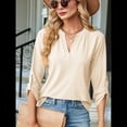 thumbnail image 4 of Blusas Elegantes e Informales para Mujer, Camisetas de 3/4 con Cuello en V y Mangas Enrollables. Albaricoque M, 4 of 10