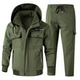 thumbnail image 2 of WELOIJEVBE Jackets for Men Men's Warm Insulated Jacket and Pants Set Thick Lined Workwear for Autumn and Winter Durable Outdoor Clothing, 2 of 7