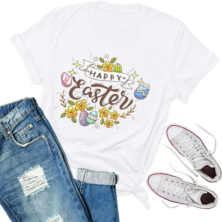 

Womens Tops Clearance White Blouse for Women Corset Tops for Women Floral Women s Fashion Printing O-Neck Short T-Shirt Loose Blouse Tops Shirt Round-Neck Graphic Tees for Women White L