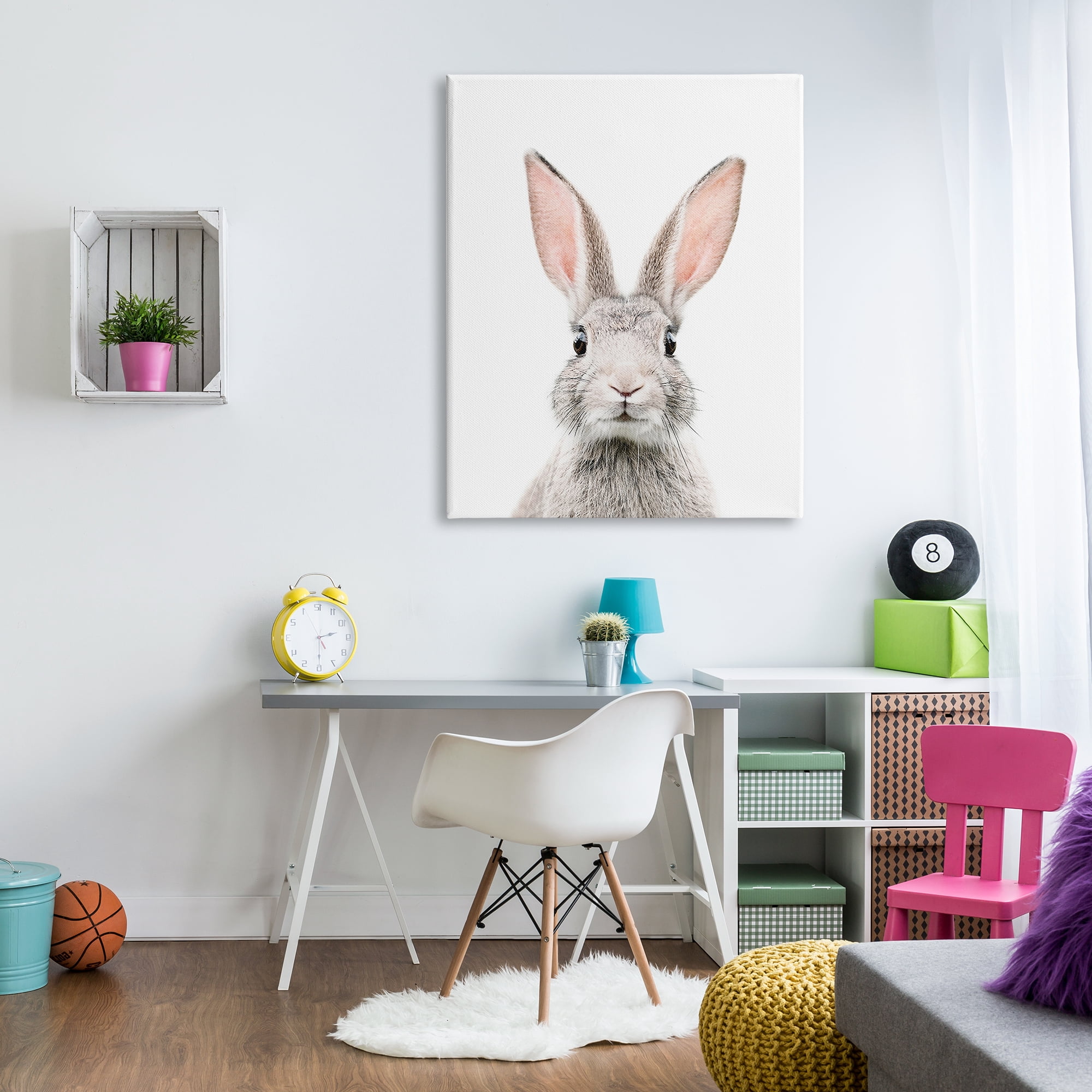 Stupell Industries Rabbit Face Portrait Animals & Insects Painting Gallery Wrapped Canvas Print Wall Art, 36 x 48
