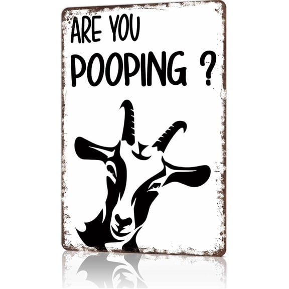 Funny Goat Bathroom Wall Sign Vintage Pooping Tin Plaque for Toilet Washroom Decor 8 x 12 Inch