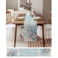 thumbnail image 3 of nqOlkjepod Pink Spring Flower Table Runner 120 Inches Long Farmhouse Dress Scarves, Retro Blue Wall Mottled Pastoral Dining Tablerunner for Coffee Table/Kitchen Island/Party Décor, 13" x 120", 3 of 8
