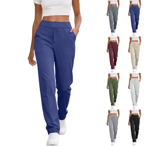 Lightweight Casual Pants for Womens Quick Dry Sweatpant Workout Athletic Travel Golf Work Trouser with Pockets (XL, Blue)