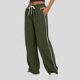 thumbnail image 2 of Womens Sweatpants Stripe Patchwork Loose Multi Use Sport Casual Wide Leg Sweatpants Women Army Green Xl, 2 of 8