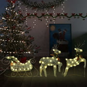 Layboms Reindeer & Sleigh Christmas Lights Decoration 60 LEDs Outdoor Gold