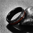 thumbnail image 2 of JQUEEN 8mm Black Tungsten Ring Plating Inlaid Veneer Laser Pattern Engagement Rings, 2 of 5