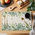thumbnail image 2 of Spring Eucalyptus Leaves Placemats Set of 8, Rustic Plants Botanical Beige Placemats for Dining Table, Place Mats for Kitchen Tabletop, Waterproof Wipeable Dining Table Mats Set, 2 of 9