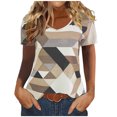 thumbnail image 1 of Blusas para Mujeres Casual, Cuello en V Impreso Manga Corta Camiseta de Verano Top Hecho de Poliéster Cómodo para el Uso Diario, Blusas de Verano de la Mujer, 1 of 6