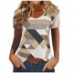 thumbnail image 1 of Blusas para Mujeres Casual, Cuello en V Impreso Manga Corta Camiseta de Verano Top Hecho de Poliéster Cómodo para el Uso Diario, Blusas de Verano de la Mujer, 1 of 6
