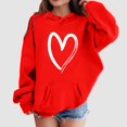 thumbnail image 2 of Povozer Girls Casual Long Sleeve Sweatshirt Crew Neck Pullover Heart Print(Watermelon Red,8-10Y), 2 of 4