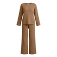 thumbnail image 6 of Women's Two-Piece Set Solid Color Crew-Neck Top & Pants Fall Winter Oversize Workout Comfortable Sweatshirt Sets for Women, 6 of 6