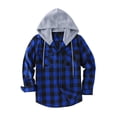 thumbnail image 2 of UDAUDU Men's Flannel Hoodie Shirts Button Down Plaid Jacket Shirts Casual Long Sleeve Business Travel Fall Trendy Jacket with Pocket 3XL, 2 of 4