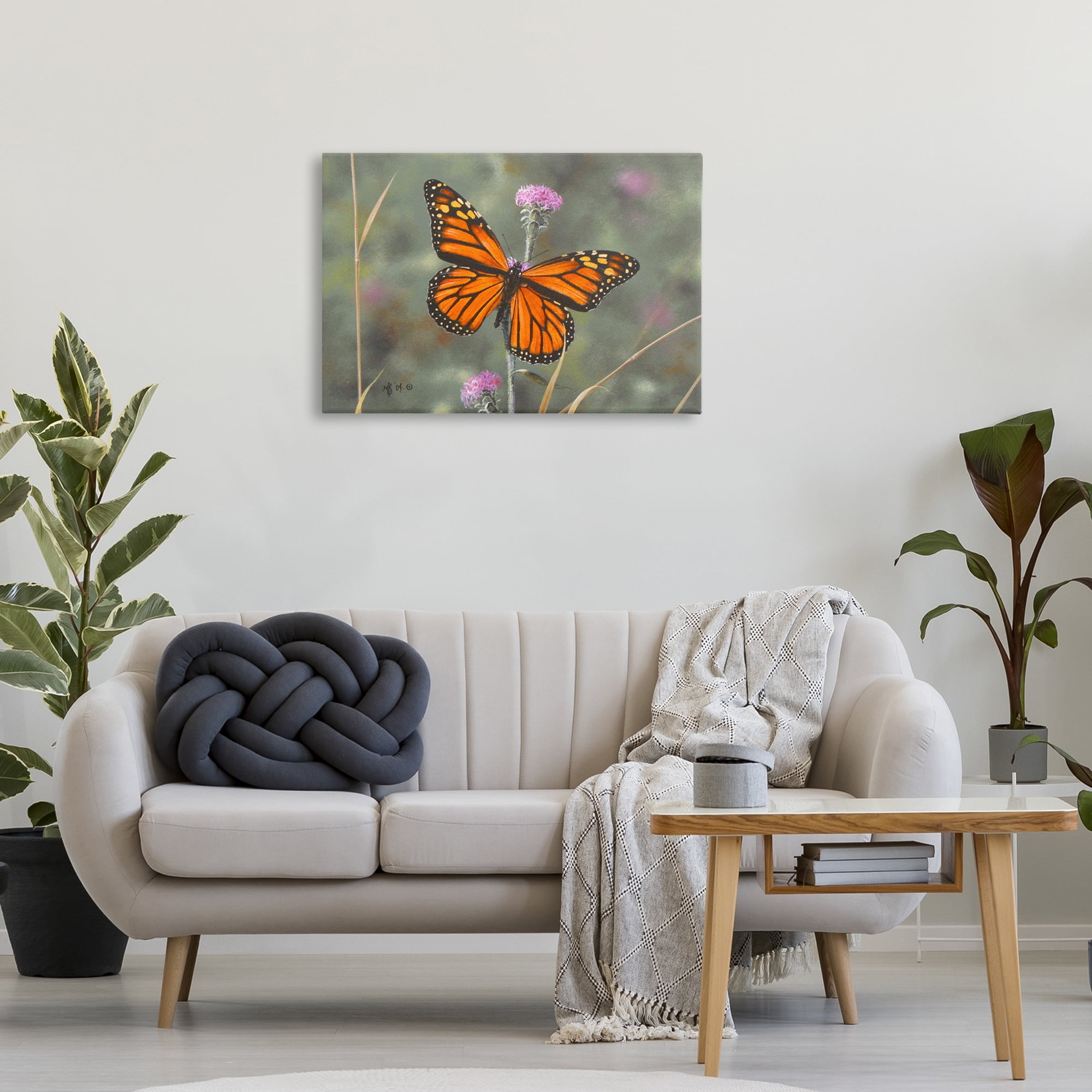 Stupell Industries Summer Visitor Butterfly Animals Photography Wrapped Canvas Art Print Wall Art, 30 x 20