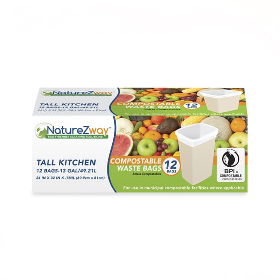 NatureZway Compostable Waste Bags 13 gal 12 ct.