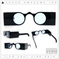 thumbnail image 2 of Funky Thick Artsy Rectangle Bar Keyhole Bridge Circle Lens Sunglasses Black - Blue, 2 of 8