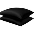 thumbnail image 4 of Zippered Satin Pillow Cases for Hair and Skin, Luxury Standard Hidden Zipper Pillowcases Set of 2, 20 x 26 Inches, Black, 4 of 7