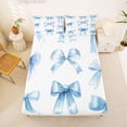 thumbnail image 5 of Manfei Blue Princess Bow Full Size Sheets For Girls,Watercolor Bowknot Print Bed Sheets For Kids,4 Pieces, 5 of 6
