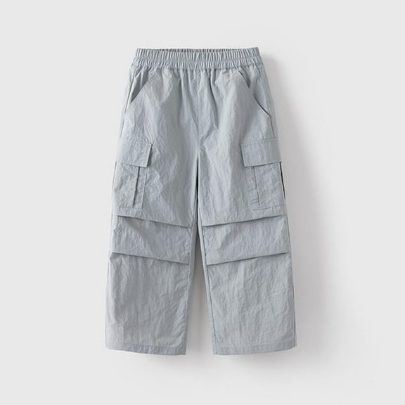 HOMADLES Cargo Pants for Girls Parachute Baggy Elastic Waist Multiple Pockets Cargo Pants Gray 2 T