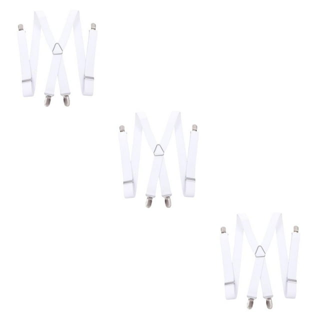 Decodeary Bretelles en Forme de X Sangle Élastique Ceinture Clip Blanc 3Ensemble