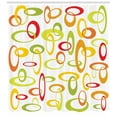 thumbnail image 3 of Abstract Geometry Shower Curtain, Citrus Tone Ovals Vertically and Horizontally Arranged Circles, Fabric Bathroom Set with Hooks, 69W X 84L Inches Extra Long, White and Multicolor, by Ambesonne, 3 of 3