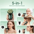 thumbnail image 2 of 5-in-1 Women's Electric Razor, 7D Floating Head IPX7 Waterproof Wet Dry Body Shaver, Rechargeable Lady Hair Remover with LED Display for Face Legs Bikini, Retro Green, 2 of 7