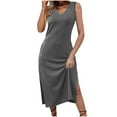 thumbnail image 2 of ZZwxWA Summer Dresses for Women Night Club Sexy Basic Bodycon Tank Knee-Length Dresses Sleeveless Round Neck Gradient Print Midi Sun Dress Blue XL, 2 of 7