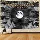 thumbnail image 2 of Tapiz de luna y estrella, tapices de nubes, tapiz negro, tapiz psicodélico de montaña para habitación, 2 of 5