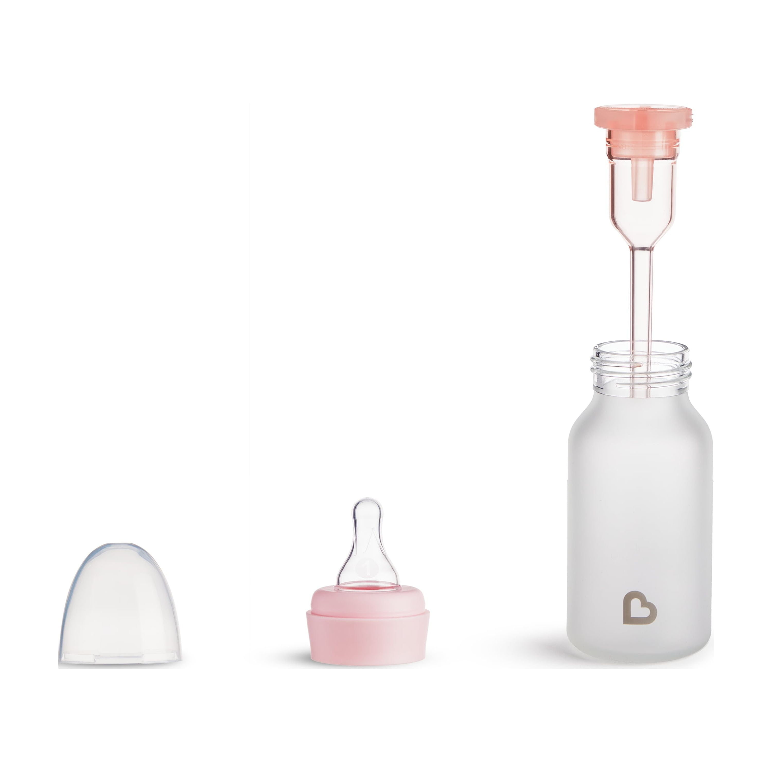 Munchkin Bond™ Silicone Coated Glass Baby Bottles - Anti-Colic Feeding System with Natural Feel Nipples, 4 ounce, 2 Pack, Pink
