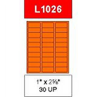2 5/8" x 1" Fluorescent Orange Labels for Laser Printers, Inkjet Printers or Copier Machines. (GL1026 OG)