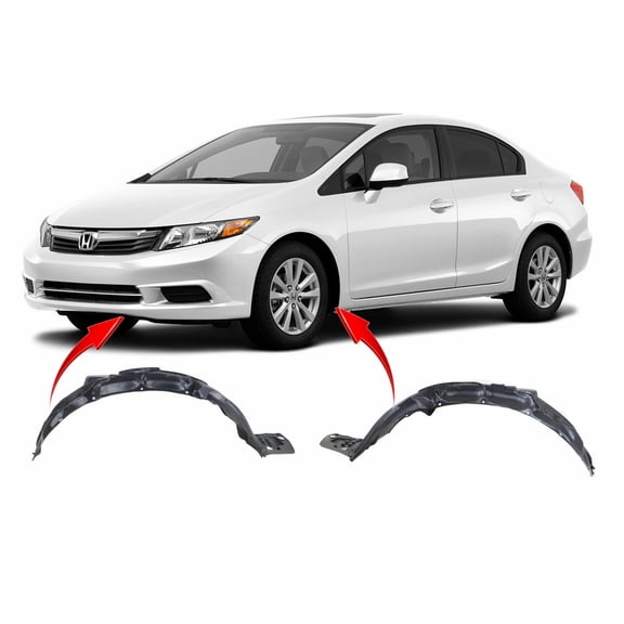 DCP Set of 2 Fender Liners for Honda Civic 2012-2012 HO1248142 HO1249142