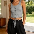 thumbnail image 2 of PBFRDSJ Gothic Crop Tank Tops for Women Y2k Lace Up Grommet Grunge Clothes Sleeveless Scoop Neck Slim Fit Going Out Shirts, 2 of 6